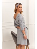 Light gray tie-waist dress 9729 - Online store - Boutique